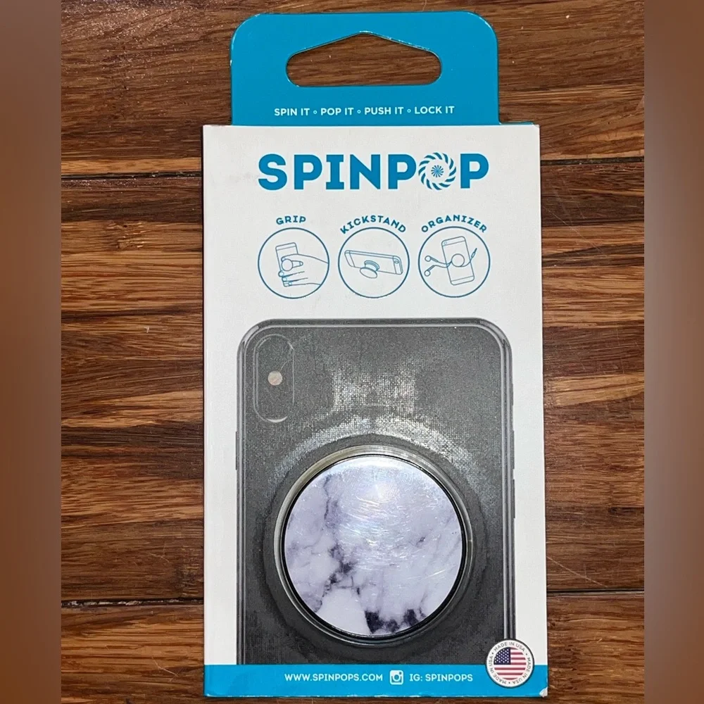 SpinPop Gray Marble Phone Holder NWT